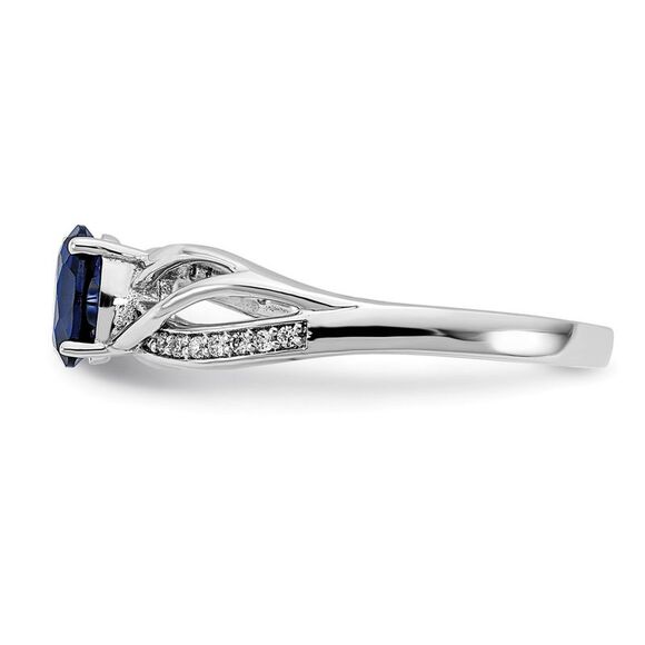 Kazi Luxury 14k White Gold Polished Sapphire and Diamond Ring
